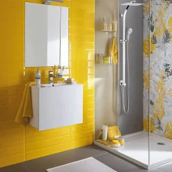 Colonne de douche thermostatique avec pomme de tête, douchette et flexible, chrome, Valentin Inouie
