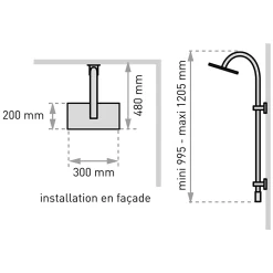 Colonne de douche thermostatique avec pomme de tête, douchette et flexible, chrome, Valentin Inouie