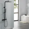 Colonne de Douche Thermostatique Noir Ensemble de Douche Corps en Laiton Hauteur Réglable 855-1105mm Système de Douche