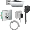 Colonne de douche thermostatique HANSGROHE ShowerSelect E Douche de tête Vernis Shape Flexible Designflex Douchette Pulsify chromé
