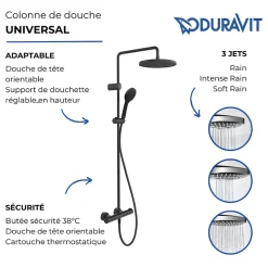 Colonne de douche thermostatique DURAVIT MinusFlow noir mat