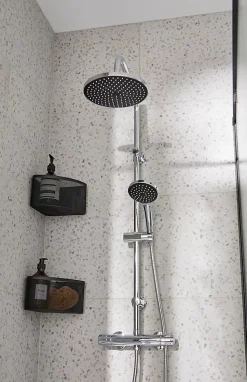 Colonne de douche thermostatique effet chromé avec douchette et pommeau, Cooke & Lewis Lidia