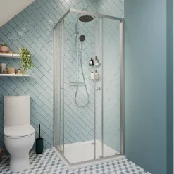 Colonne de douche thermostatique effet chromé avec douchette et pommeau, Cooke & Lewis Lidia
