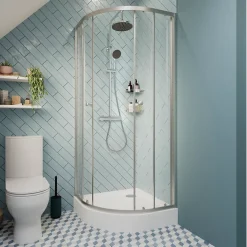 Colonne de douche thermostatique effet chromé avec douchette et pommeau, Cooke & Lewis Lidia