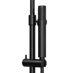 Colonne de douche thermostatique + barre réglable + douchette + flexible, noir mat, GoodHome Owens