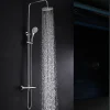 Colonne de douche thermostatique chrome acier et laiton avec douchette reglable et robinet securise