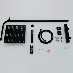 Colonne de Douche Thermostatique Securite 38C Jet Pluie Hauteur Reglable 855 a 1105 mm Acier Inoxydable Noir pour Salle de Bain