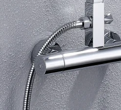 Colonne de douche thermostatique acier inox sans pommeau - 118x41cm - 8821C Basic Sans tête (de douche)