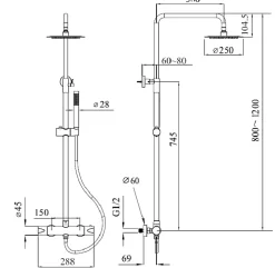 COLONNE DE DOUCHE THERMOSTATIQUE EN LAITON ROSÉ DORÉ (CUIVRE) SC418 COLLECTION PENEE