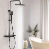 Colonne de Douche Thermostatique 38C avec Plateau de Rangement de 413mm Ensemble de Douche Noir Comprend une Douche de Tête