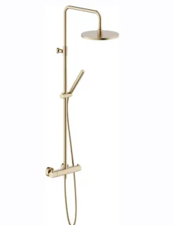 Colonne de douche thermostatique TONDA avec douchette stylo - Coloris: PVD Miele brossé