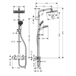Colonne de douche thermostatique Hansgrohe Crometta E240