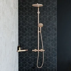 Colonne de douche thermostatique HANSGROHE Croma Select S 280 bronze brossé + tablette AddStoris
