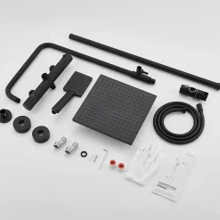 Colonne de Douche Thermostatique avec mitigeur , Auralum MAX Ensemble de Douche Noir, Douche avec Tête de Douche de 12 pouces