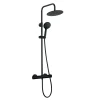 Colonne de douche thermostatique avec pommeau et douchette 3 jets, noir, Kramer Saro