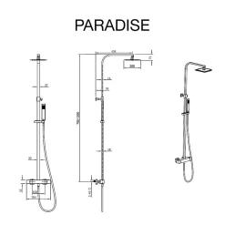 Colonne de douche thermostatique avec barre extensible SKY BATH chromé Inox S304 série PARADISE