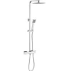 Colonne de douche thermostatique avec pomme de tête, douchette et flexible,effet chromé,Carré, AICA