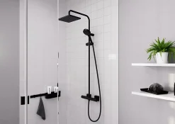 Colonne de douche thermostatique noir Hansgrohe Eco Vernis Shape