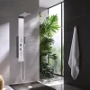 Colonne de douche thermostatique hydromassante multijets avec pomme de tête, douchette 1 jet et flexible, gris alu et noir, Valentin Dune