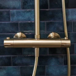 Colonne de douche thermostatique or brossé Essebagno Luisa