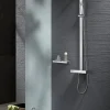 Colonne de douche thermostatique acier inox + pommeau 20x20cm - 112,5x50cm - NT6705C 20x20cm