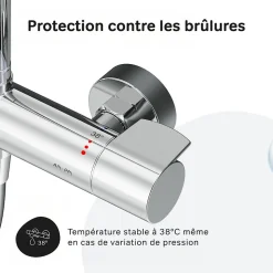 Colonne de douche thermostatique, avec mitigeur thermostatique Système de douche avec robinet Chrome, F07XA400 X-Joy AM.PM