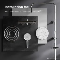 Colonne de douche thermostatique, avec mitigeur thermostatique Système de douche avec robinet Chrome, F07XA400 X-Joy AM.PM