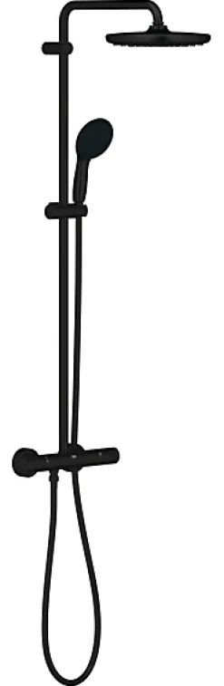 Colonne de douche thermostatique avec douchette + pommeau + flexible + barre, noir, Grohe Vitalio Start 250