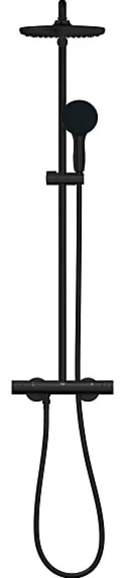 Colonne de douche thermostatique avec douchette + pommeau + flexible + barre, noir, Grohe Vitalio Start 250