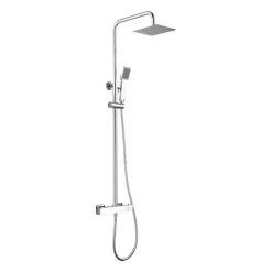 Colonne de douche thermostatique acier et laiton chrome avec douchette extensible