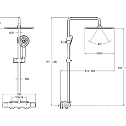 Colonne de douche thermostatique JACOB DELAFON Metro noir mat