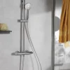 Colonne de douche thermostatique avec pommeau + douchette 1 jet + flexible + barre réglable, chromé, Jacob Delafon Marcel
