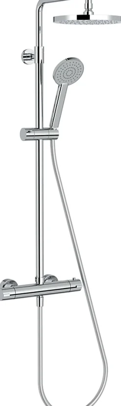 Colonne de douche thermostatique avec pommeau + douchette 1 jet + flexible + barre réglable, chromé, Jacob Delafon Marcel