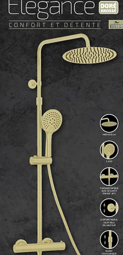 Colonne de douche thermostatique dorée Elégance MTK