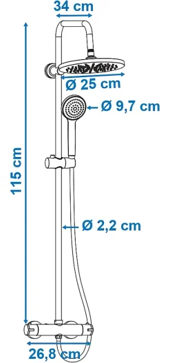 Colonne de douche thermostatique noire, Edouard Rousseau Pagan