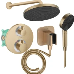Colonne de douche thermostatique HANSGROHE Ecostat S Douche de tête Pulsify S Flexible Isiflex Douchette Pulsify bronze brossé