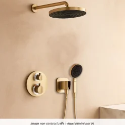 Colonne de douche thermostatique HANSGROHE Ecostat S Douche de tête Pulsify S Flexible Isiflex Douchette Pulsify bronze brossé