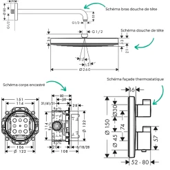 Colonne de douche thermostatique HANSGROHE Ecostat S Douche de tête Pulsify S Flexible Isiflex Douchette Pulsify bronze brossé