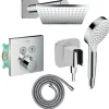 Colonne de douche thermostatique HANSGROHE ShowerSelect E Douche de tête Vernis Shape Flexible Metaflex Douchette Crometta chromé