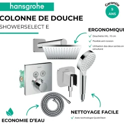 Colonne de douche thermostatique HANSGROHE ShowerSelect E Douche de tête Vernis Shape Flexible Metaflex Douchette Crometta chromé