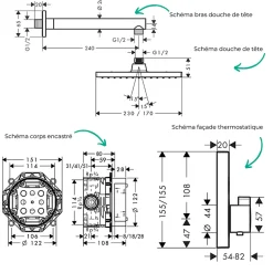 Colonne de douche thermostatique HANSGROHE ShowerSelect E Douche de tête Vernis Shape Flexible Metaflex Douchette Crometta chromé