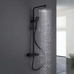Colonne de douche thermostatique avec barre extensible SKY BATH noir mat Inox S304 série PARADISE