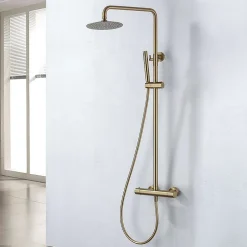Colonne de douche thermostatique avec barre extensible SKY BATH or brossé Inox S304 série SUPREME