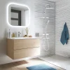 Colonne de douche thermostatique anti-brûlure avec tablette, pomme de tête ronde, douchette et flexible, chrome, Valentin Opium