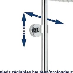 Colonne de douche thermostatique anti-brûlure avec tablette, pomme de tête ronde, douchette et flexible, chrome, Valentin Opium