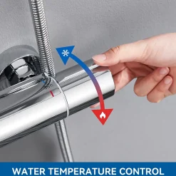 Colonne de Douche Thermostatique 3 Fonctions, Auralum MAX Ensemble de Douche Chrome, Douche avec Tête de Douche de 9 pouces