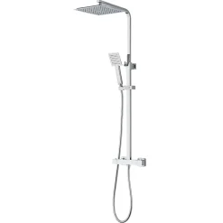 Colonne de douche thermostatique avec pomme de tête, douchette et flexible, effet chromé, GoodHome Kozo