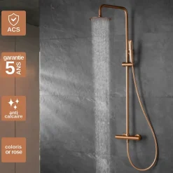 Colonne de Douche Thermostatique Anti-Calcaire Or Rose Cuivré IMEX NAPOLES BTN047/ORC