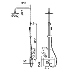 Colonne de Douche Thermostatique Anti-Calcaire Or Rose Cuivré IMEX NAPOLES BTN047/ORC