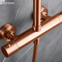 Colonne de Douche Thermostatique Anti-Calcaire Or Rose Cuivré IMEX GENOVA BTG053/ORC